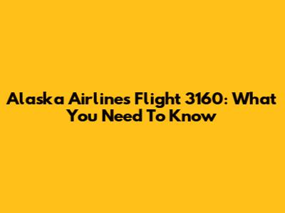 Alaska Airlines Flight 3160: What You Need To Know