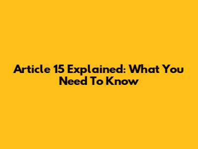Article 15 Explained: What You Need To Know