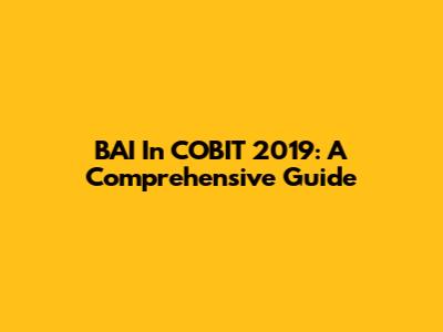 BAI In COBIT 2019: A Comprehensive Guide
