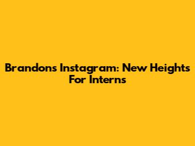 Brandon's Instagram: New Heights For Interns