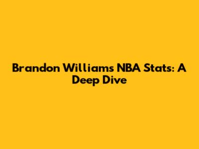 Brandon Williams NBA Stats: A Deep Dive