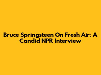 Bruce Springsteen On Fresh Air: A Candid NPR Interview