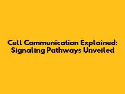 Cell Communication Explained: Signaling Pathways Unveiled