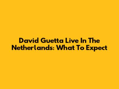 David Guetta Live In The Netherlands: What To Expect