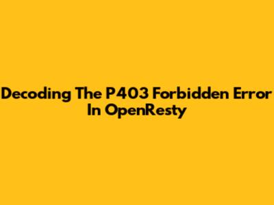 Decoding The P403 Forbidden Error In OpenResty