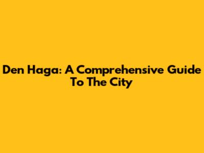 Den Haga: A Comprehensive Guide To The City