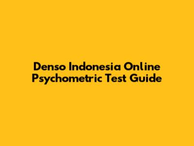 Denso Indonesia Online Psychometric Test Guide