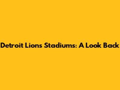 Detroit Lions Stadiums: A Look Back