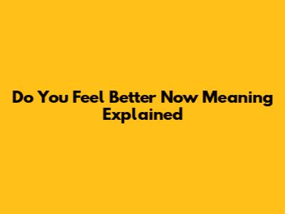 Do You Feel Better Now Meaning Explained