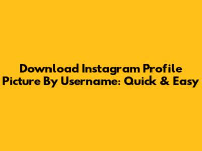 Download Instagram Profile Picture By Username: Quick & Easy