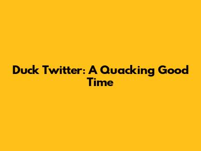 Duck Twitter: A Quacking Good Time