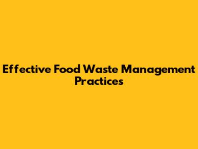 Effective Food Waste Management Practices