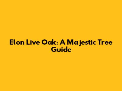 Elon Live Oak: A Majestic Tree Guide