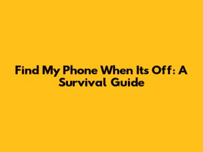 Find My Phone When It's Off: A Survival Guide