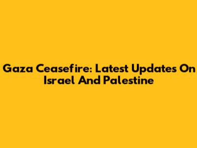 Gaza Ceasefire: Latest Updates On Israel And Palestine