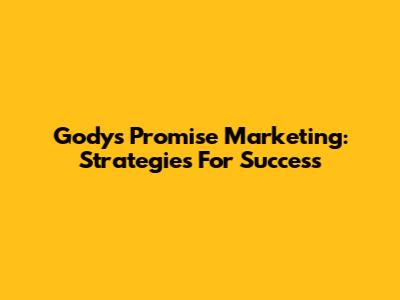 Gody's Promise Marketing: Strategies For Success