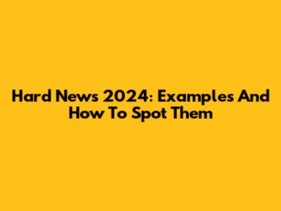 Hard News 2024: Examples And How To Spot Them