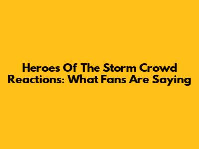 Heroes Of The Storm Crowd Reactions: What Fans Are Saying