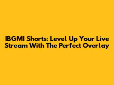 IBGMI Shorts: Level Up Your Live Stream With The Perfect Overlay