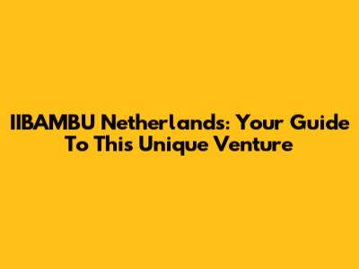 IIBAMBU Netherlands: Your Guide To This Unique Venture