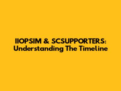 IIOPSIM & SCSUPPORTERS: Understanding The Timeline