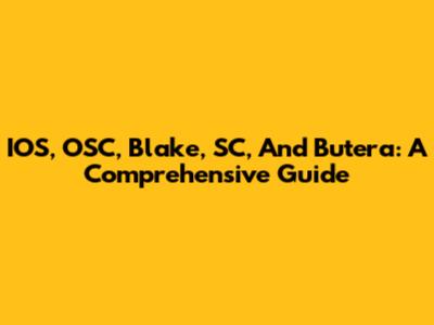 IOS, OSC, Blake, SC, And Butera: A Comprehensive Guide