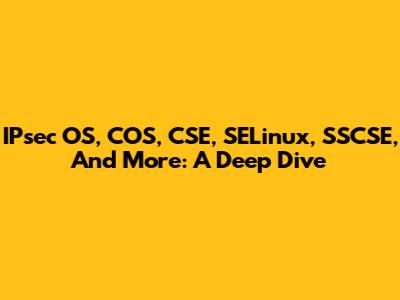 IPsec OS, COS, CSE, SELinux, SSCSE, And More: A Deep Dive