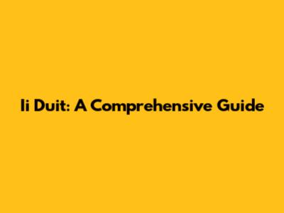 Ii Duit: A Comprehensive Guide