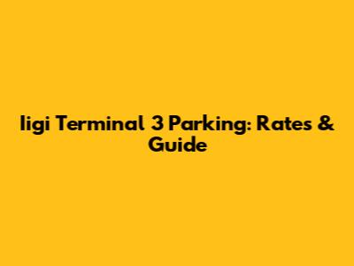Iigi Terminal 3 Parking: Rates & Guide
