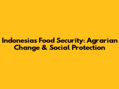 Indonesia's Food Security: Agrarian Change & Social Protection