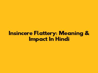 Insincere Flattery: Meaning & Impact In Hindi