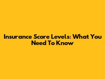 Insurance Score Levels: What You Need To Know