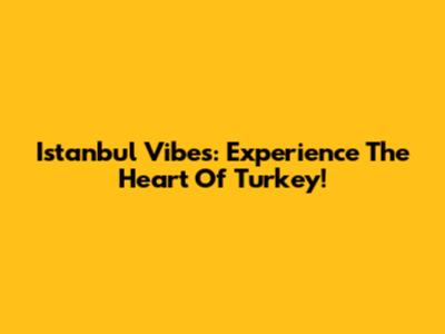 Istanbul Vibes: Experience The Heart Of Turkey!