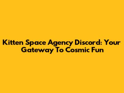 Kitten Space Agency Discord: Your Gateway To Cosmic Fun