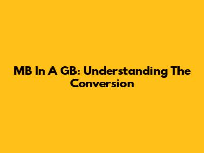 MB In A GB: Understanding The Conversion