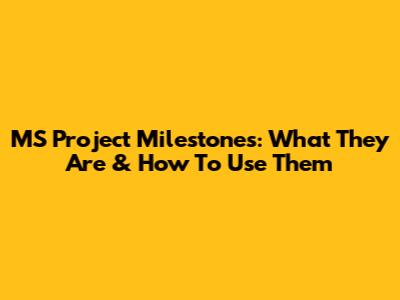 MS Project Milestones: What They Are & How To Use Them
