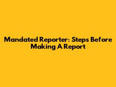 Mandated Reporter: Steps Before Making A Report