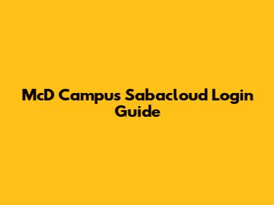 McD Campus Sabacloud Login Guide