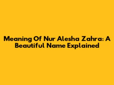 Meaning Of Nur Alesha Zahra: A Beautiful Name Explained