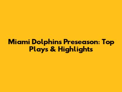 Miami Dolphins Preseason: Top Plays & Highlights