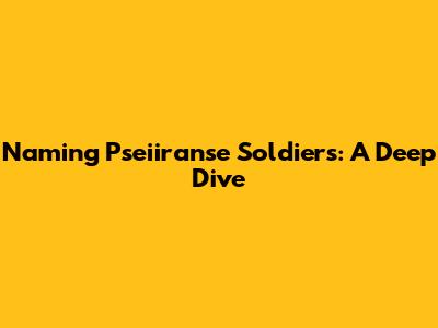 Naming Pseiiranse Soldiers: A Deep Dive