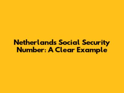 Netherlands Social Security Number: A Clear Example