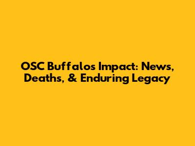 OSC Buffalo's Impact: News, Deaths, & Enduring Legacy