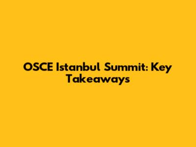 OSCE Istanbul Summit: Key Takeaways