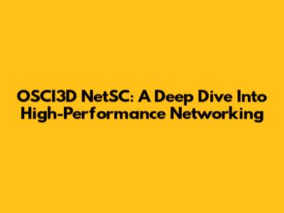 OSCI3D NetSC: A Deep Dive Into High-Performance Networking