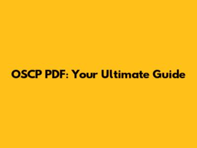 OSCP PDF: Your Ultimate Guide