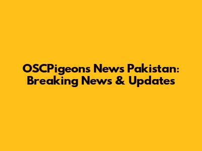 OSCPigeons News Pakistan: Breaking News & Updates