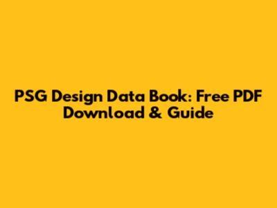 PSG Design Data Book: Free PDF Download & Guide