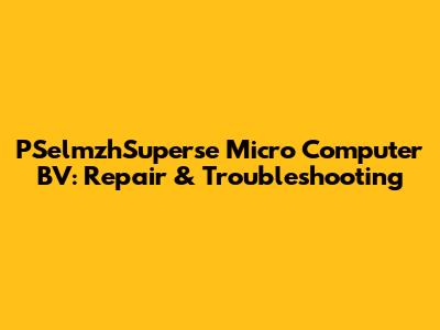 PSelmzhSuperse Micro Computer BV: Repair & Troubleshooting