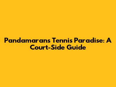 Pandamaran's Tennis Paradise: A Court-Side Guide